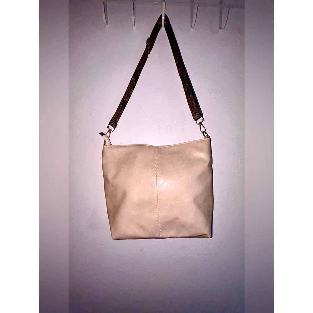 Neutral Beige Women’s Shoulder Crossbody Bag Adjustable Strap Green Gold Tan NEW